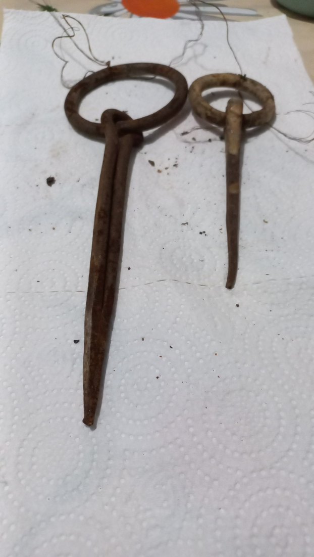 Eski  antik büyük ve küçük çivili halkalar - Görsel 3