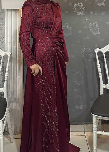 38 Beden bordo Renk abiye