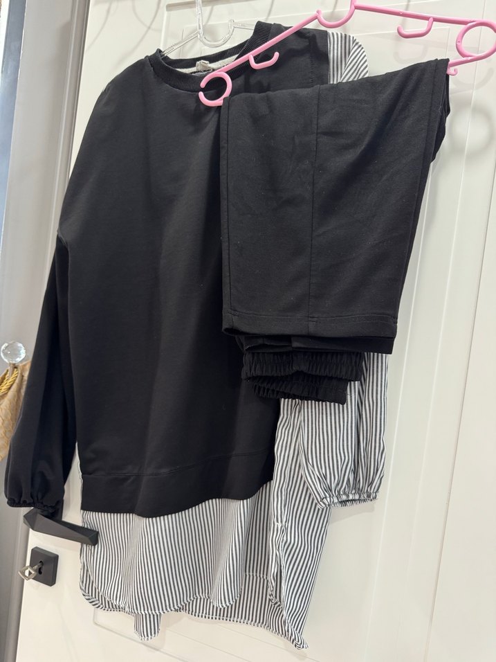 Kadın Siyah Pilili Rahat Kumaş Pantolon - Görsel 5