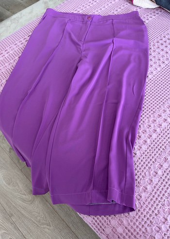 Mor Düğmeli Uzun Kollu Bluz şifon ıkılı takım - Görsel 11