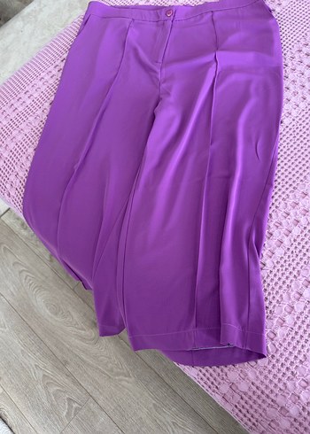 Mor Düğmeli Uzun Kollu Bluz şifon ıkılı takım - Görsel 10