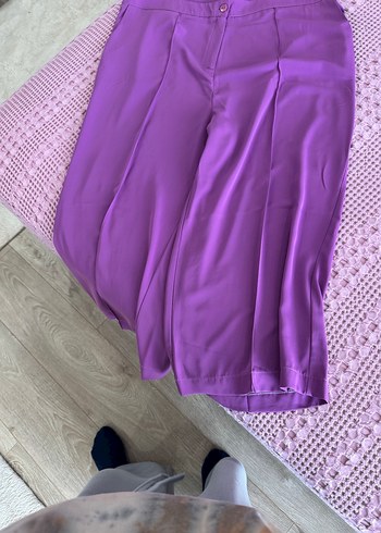 Mor Düğmeli Uzun Kollu Bluz şifon ıkılı takım - Görsel 9