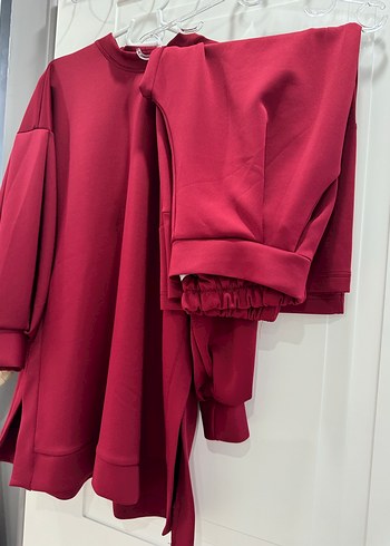 Bordo Rahat Kesim Kadın Eşofman Takımı - Görsel 2