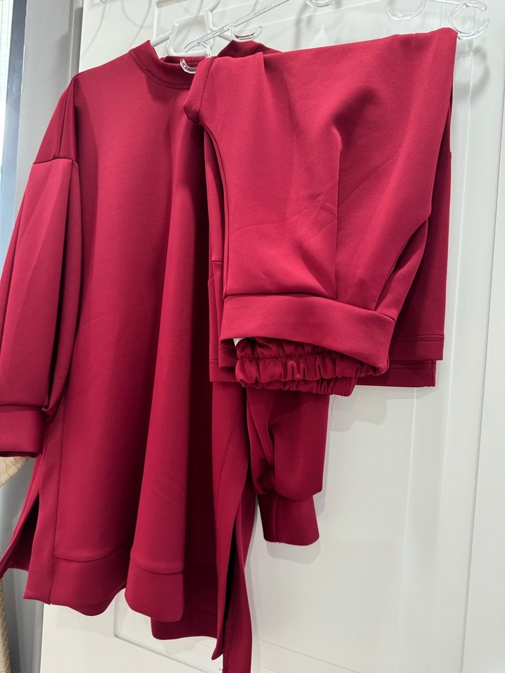 Bordo Rahat Kesim Kadın Eşofman Takımı - Görsel 2