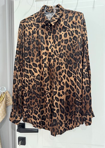 Leopar Desenli Uzun Kollu Kadın Gömlek - Görsel 4