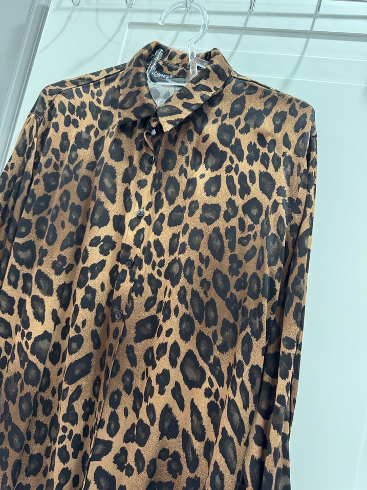 Leopar Desenli Uzun Kollu Kadın Gömlek - Görsel 2