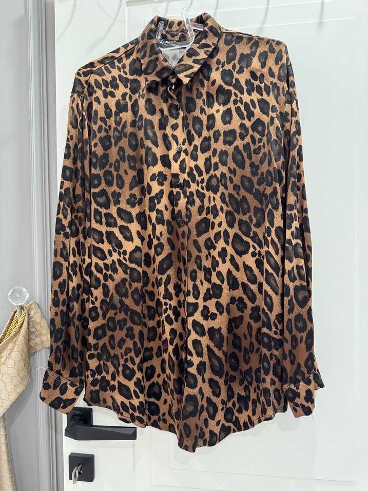 Leopar Desenli Uzun Kollu Kadın Gömlek - Görsel 4
