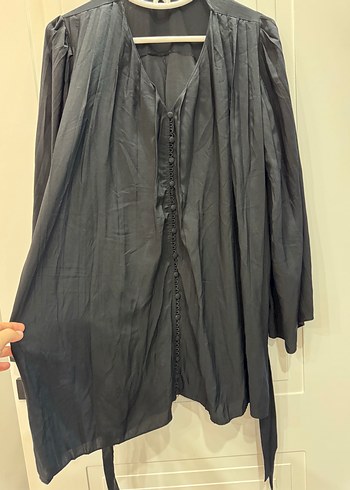 Siyah Uzun Kollu Gotik Mezuniyet Elbisesi - Görsel 4