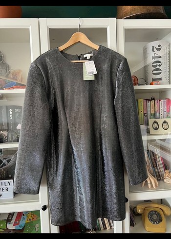 Zara Gri Uzun Kollu Dökümlü Midi Tunik