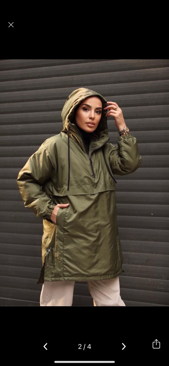 Kemerli Haki Midi Parka - Görsel 5