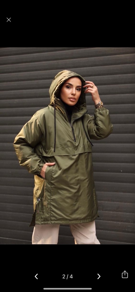 Kemerli Haki Midi Parka - Görsel 3