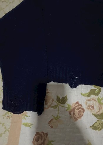 Kadın Lacivert Örgü Bisiklet Yaka Kazak - Görsel 2