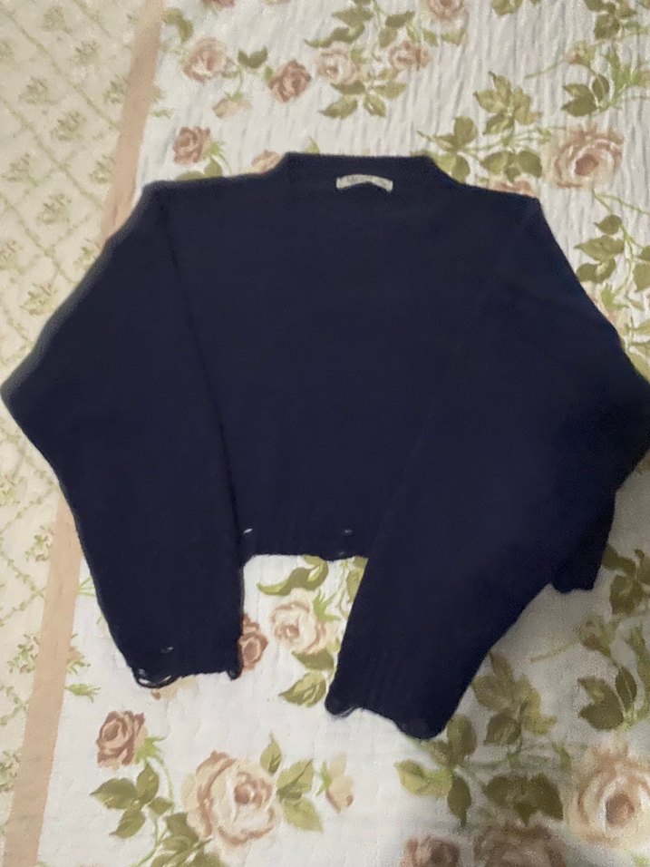 Kadın Lacivert Örgü Bisiklet Yaka Kazak - Görsel 3