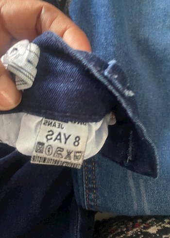 8 Yaş Beden mavi Renk Erkek Çocuk Elastik Bel Koyu Mavi Denim Pantolon