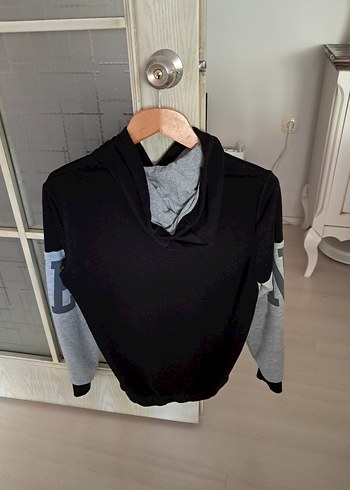 Erkek Gri Renkli Kapüşonlu Sweatshirt - Görsel 6