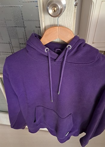 Mor Kapüşonlu Oversize Sweatshirt - Görsel 2