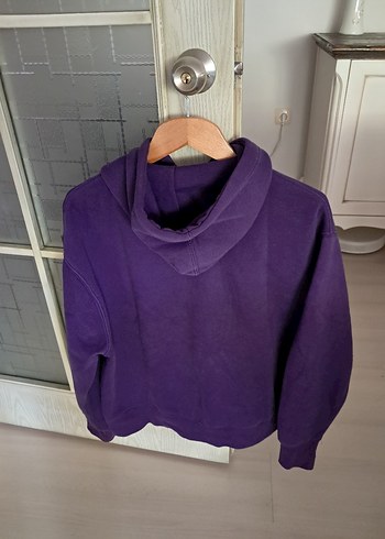 Mor Kapüşonlu Oversize Sweatshirt - Görsel 3