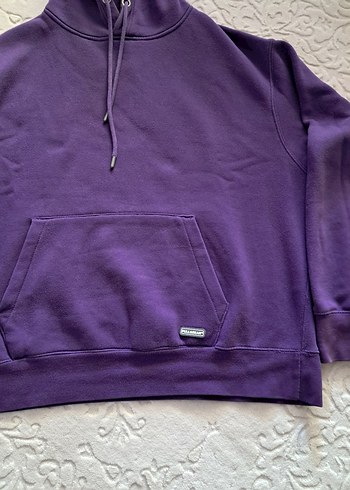 Mor Kapüşonlu Oversize Sweatshirt - Görsel 5