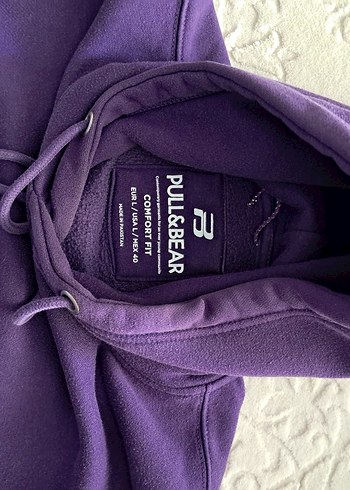 Mor Kapüşonlu Oversize Sweatshirt - Görsel 6