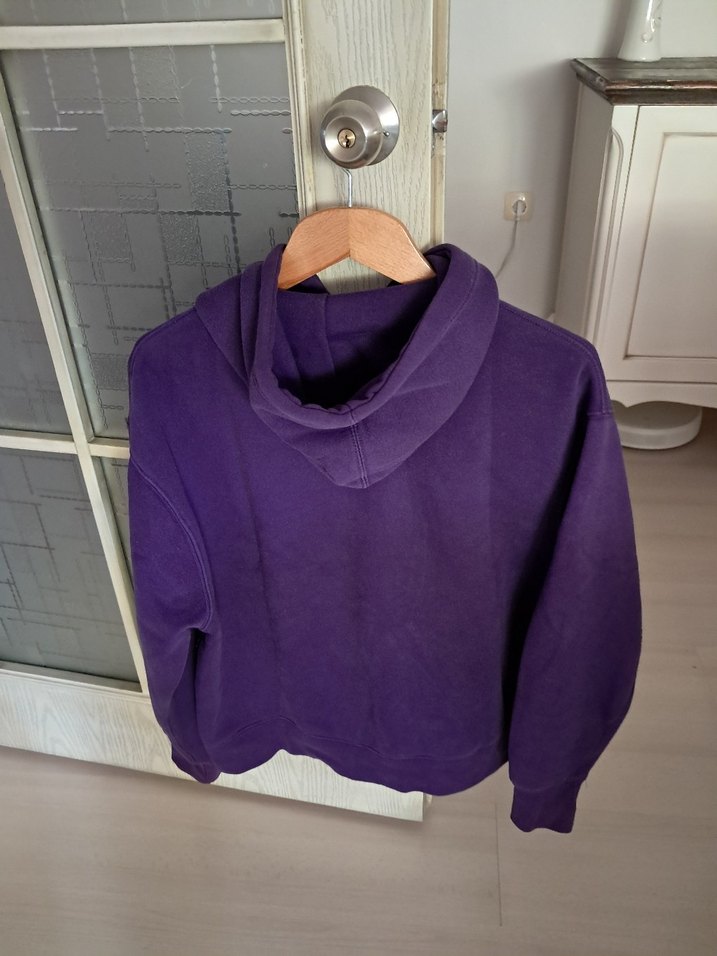 Mor Kapüşonlu Oversize Sweatshirt - Görsel 3