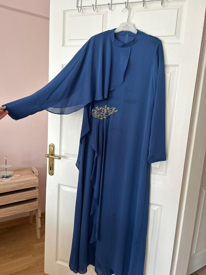 Mavi Uzun Abiye Elbise - Görsel 2