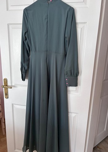 Haki Uzun Kollu Drapeli Kadın Elbise - Görsel 2