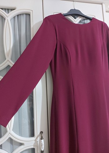 Mürdüm Uzun Kollu Uzun Elbise - Görsel 2