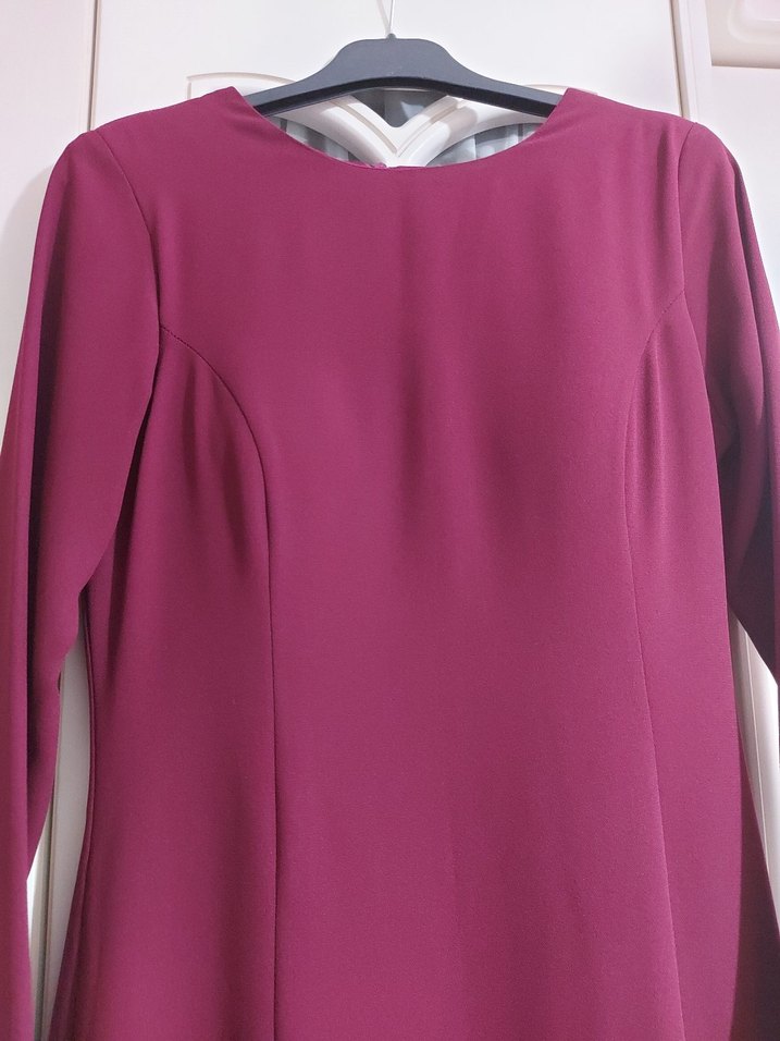 Mürdüm Uzun Kollu Uzun Elbise - Görsel 3