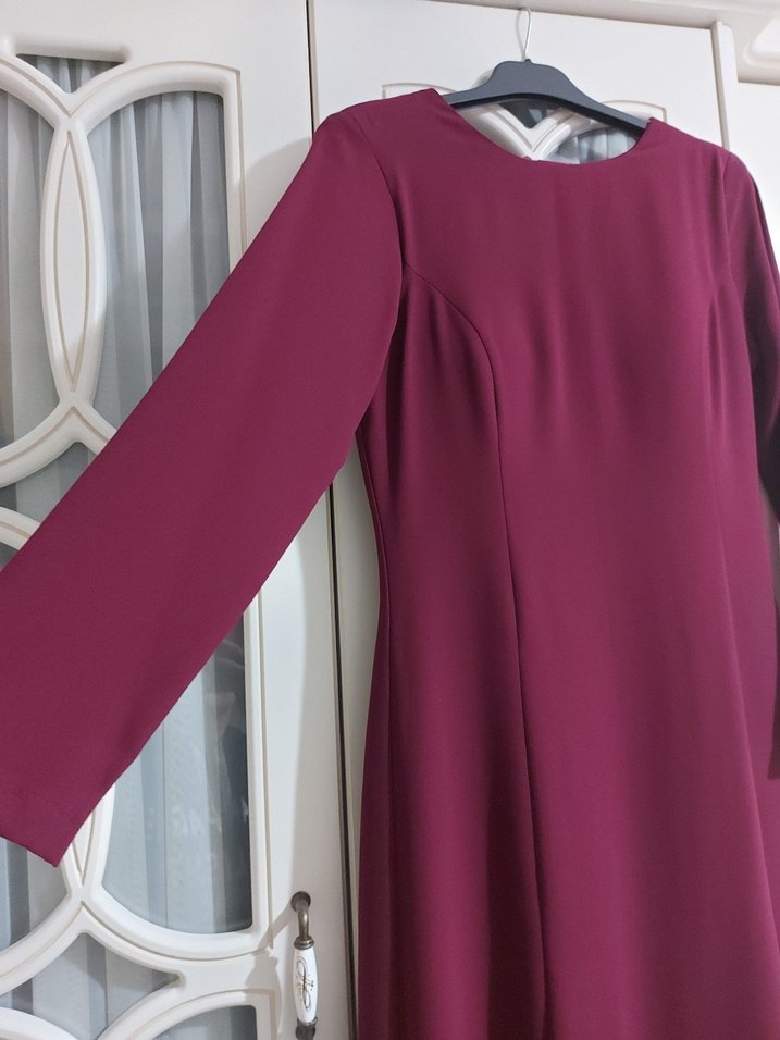 Mürdüm Uzun Kollu Uzun Elbise - Görsel 2