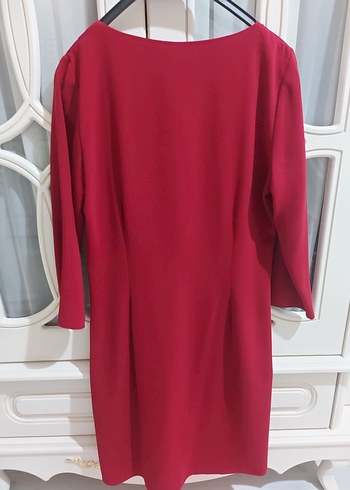 Bordo V Yaka Püsküllü Elbise - Görsel 4