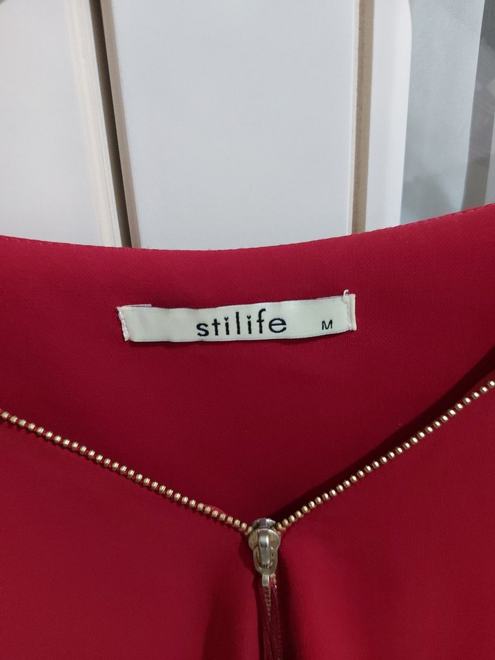 Bordo V Yaka Püsküllü Elbise - Görsel 3