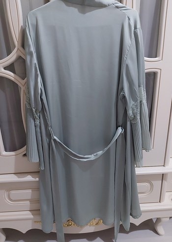 Saten Su Yeşili Kadın Sabahlık - Görsel 3