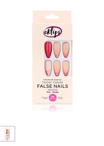 Pembe badem french takma tırnak - Görsel 2