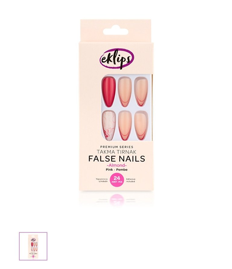 Pembe badem french takma tırnak - Görsel 2