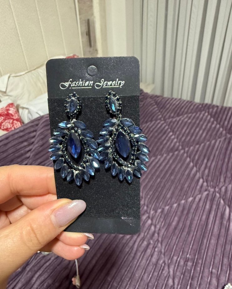 Mavi Parlak Cam Taşlı Kadın Tacı - Görsel 2