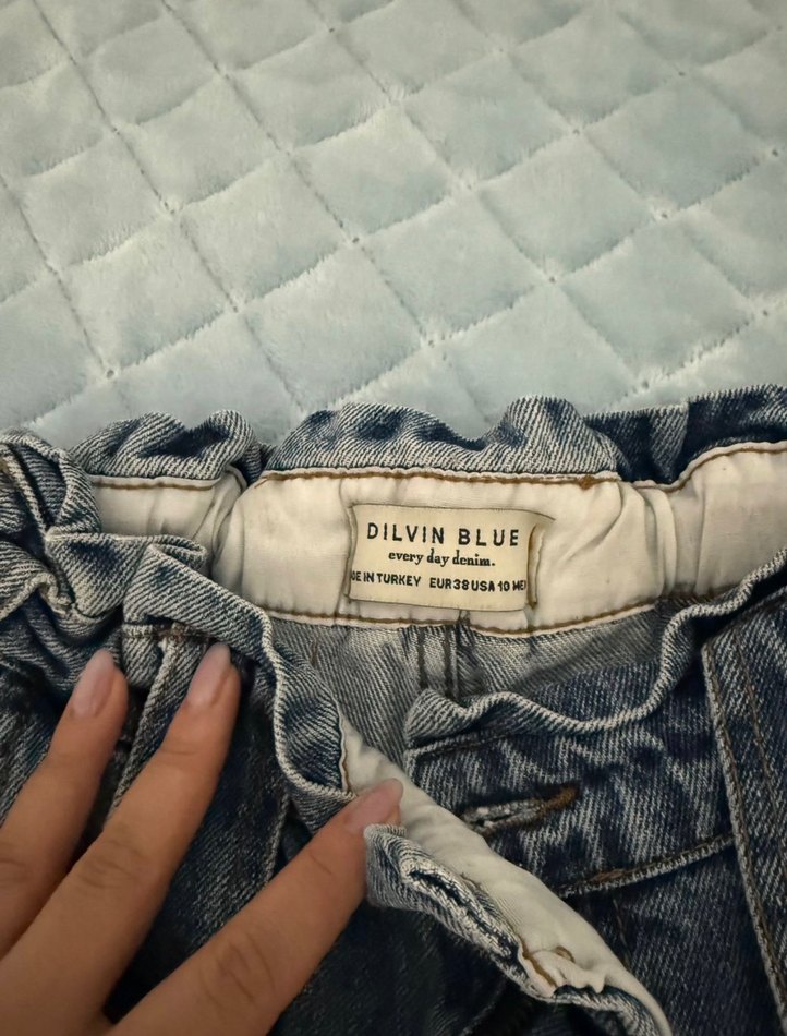 Gri Bağcıklı Salaş Kadın Kot Pantolon - Görsel 2