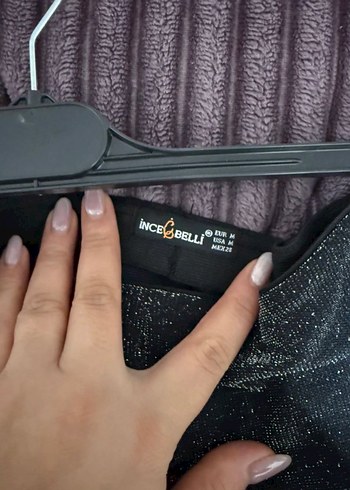 Gri Simli Kadın Uzun Kumaş Pantolon - Görsel 2