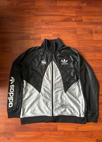 Adidas Siyah Gri Metal Fermuarlı erkek Spor Ceket