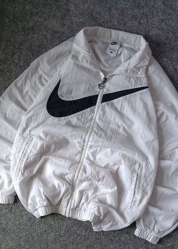 Nike Beyaz Seffaf Kapusonlu Hafif Ceket