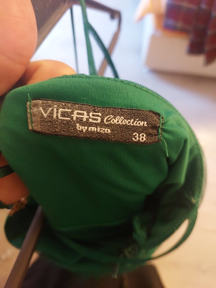 Zincir Detaylı Yeşil kisa Bohem Abiye Elbise - Görsel 2