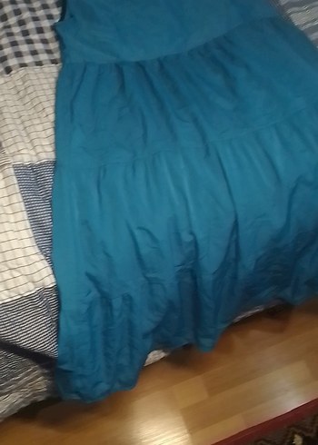 Mavi Keten Uzun Salaş Elbise - Görsel 3