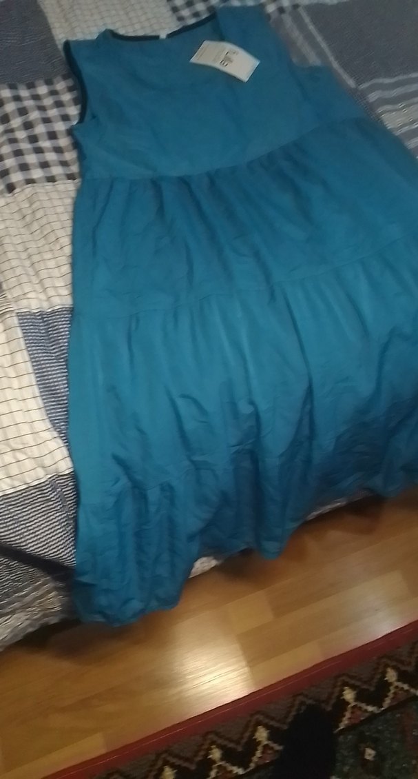 Mavi Keten Uzun Salaş Elbise - Görsel 3