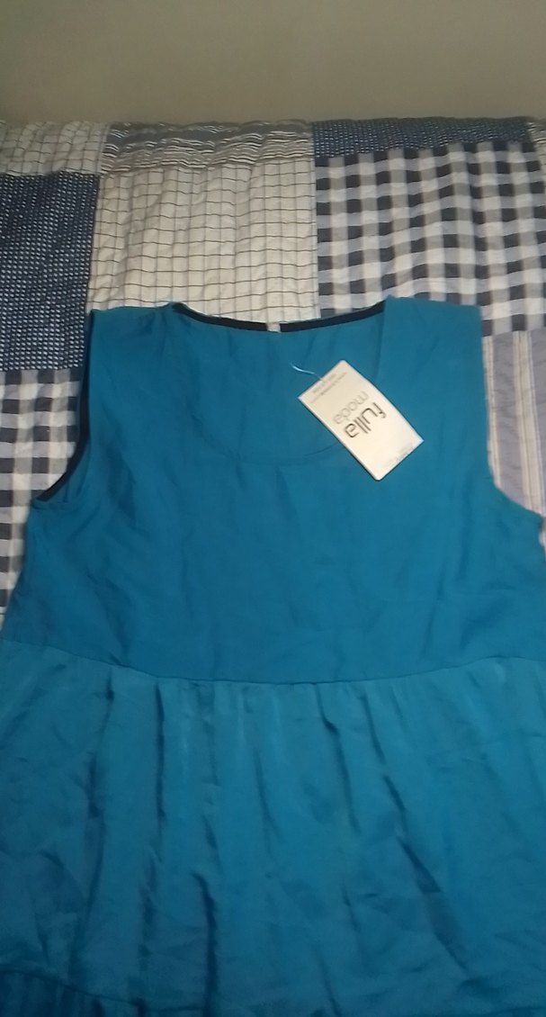 Mavi Keten Uzun Salaş Elbise - Görsel 2