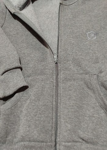 Gri Erkek Fermuarlı Kapüşonlu Sweatshirt - Görsel 5