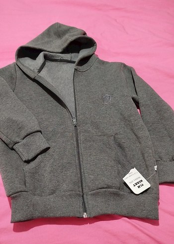 Gri Erkek Fermuarlı Kapüşonlu Sweatshirt - Görsel 3