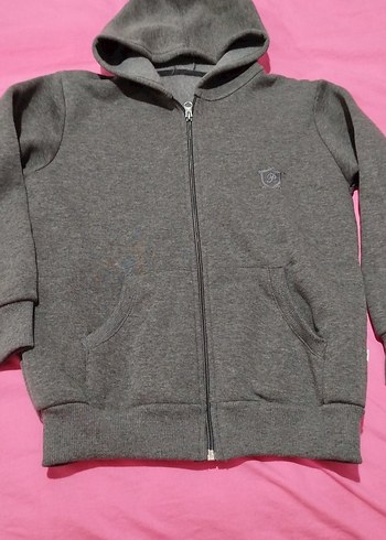 Gri Erkek Fermuarlı Kapüşonlu Sweatshirt - Görsel 2