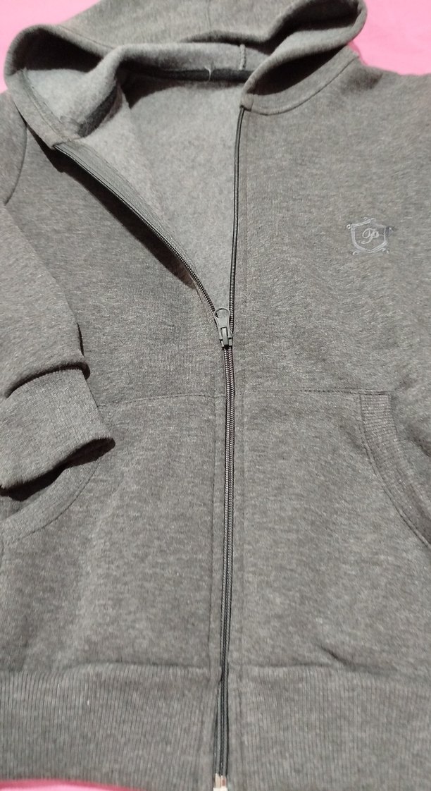 Gri Erkek Fermuarlı Kapüşonlu Sweatshirt - Görsel 5