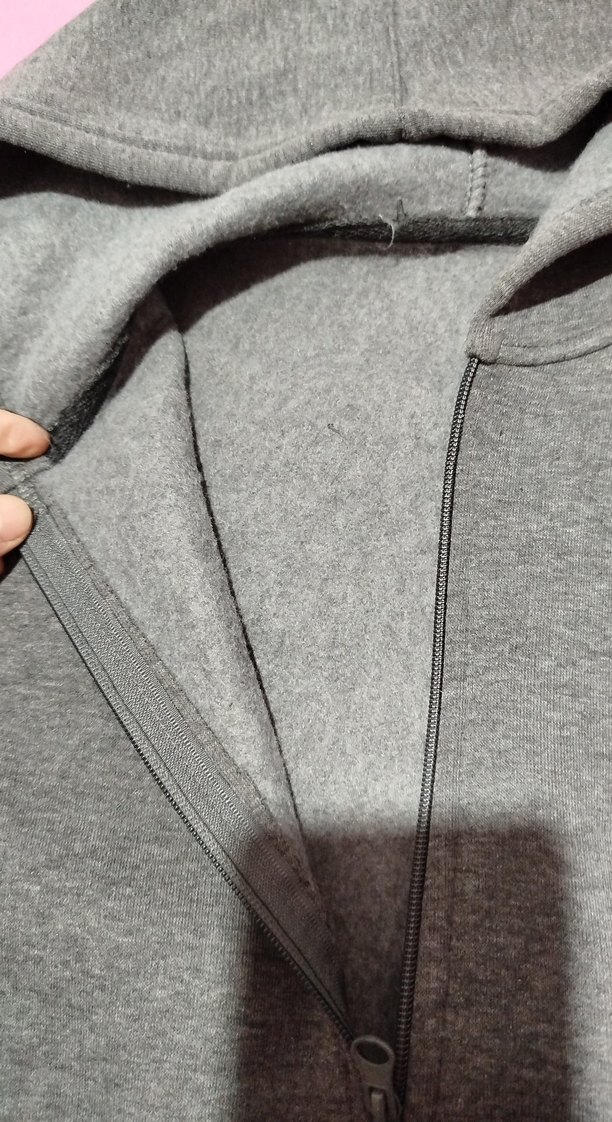 Gri Erkek Fermuarlı Kapüşonlu Sweatshirt - Görsel 4