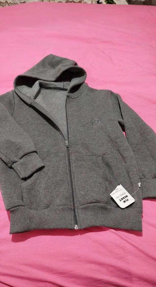 Gri Erkek Fermuarlı Kapüşonlu Sweatshirt - Görsel 3