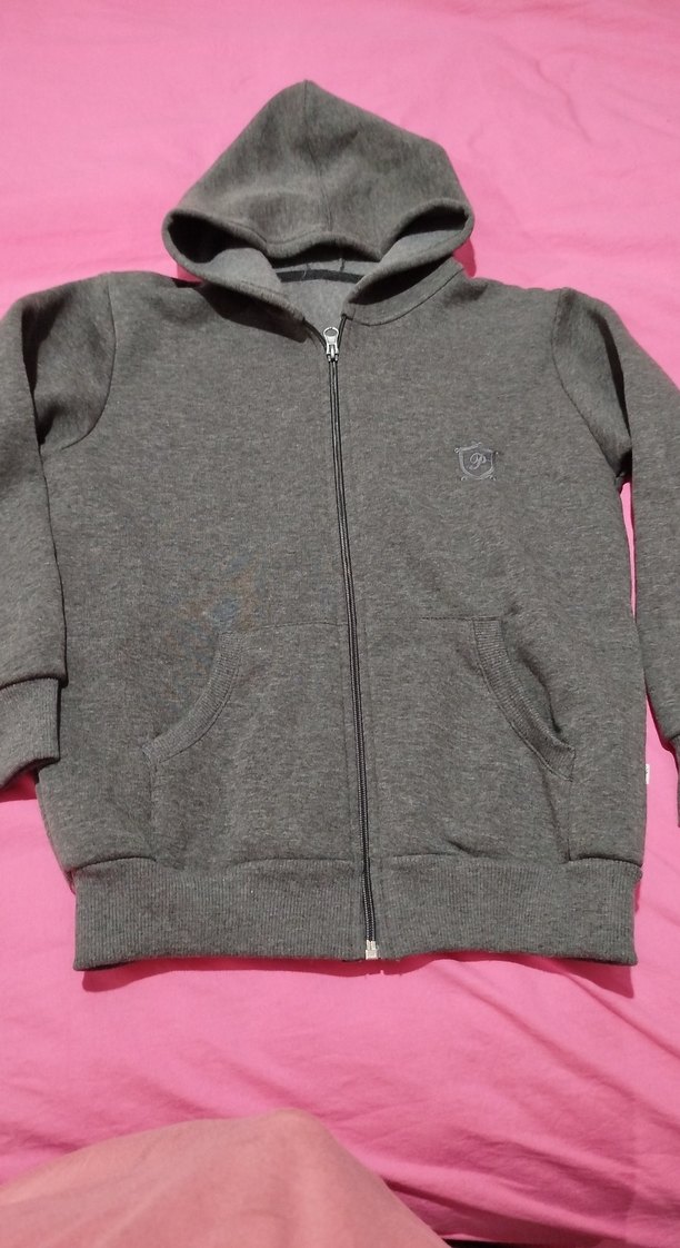 Gri Erkek Fermuarlı Kapüşonlu Sweatshirt - Görsel 2